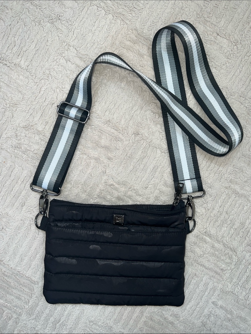 Think Royln Bum Bag in black camo, crossbody, EUC
